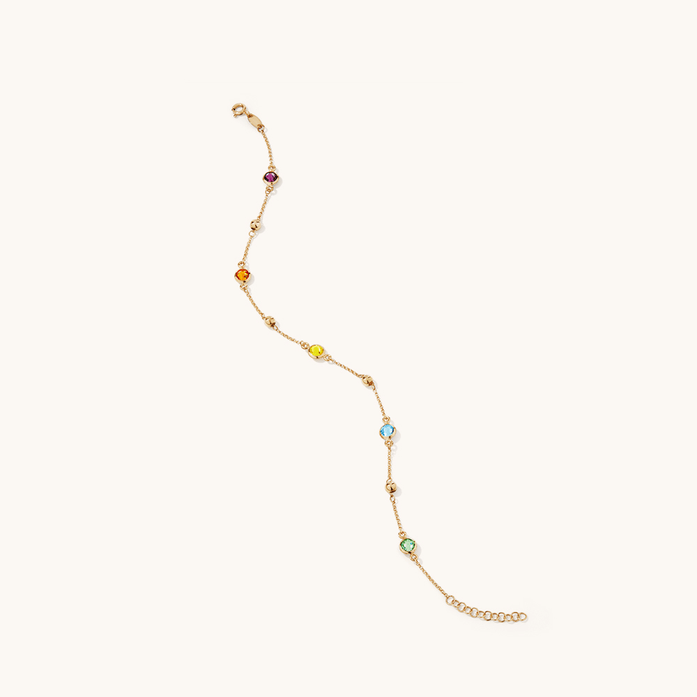 25cm Bezel Crystal Station Anklet in 9kt Bonded Gold Silver Filled Bevilles 