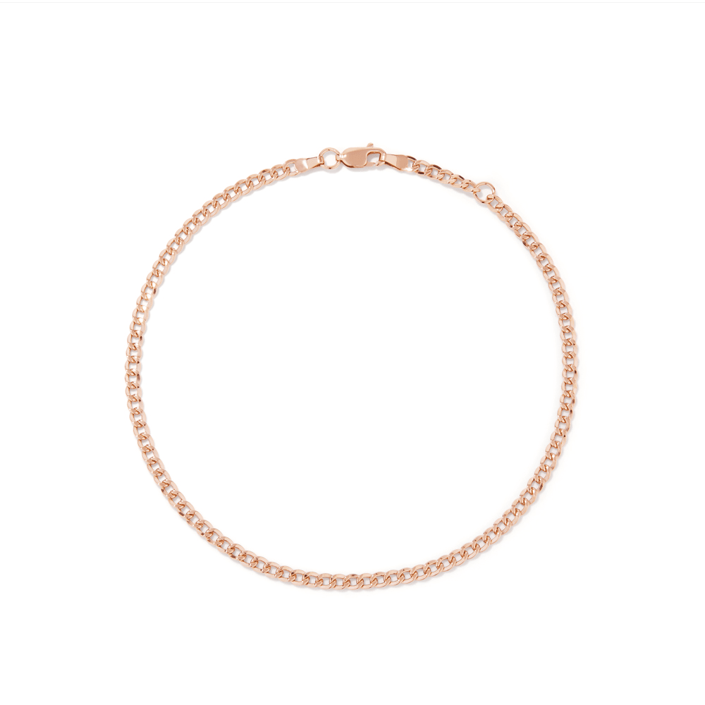 27cm Curb Anklet in 9kt Rose Bonded Gold Bevilles 