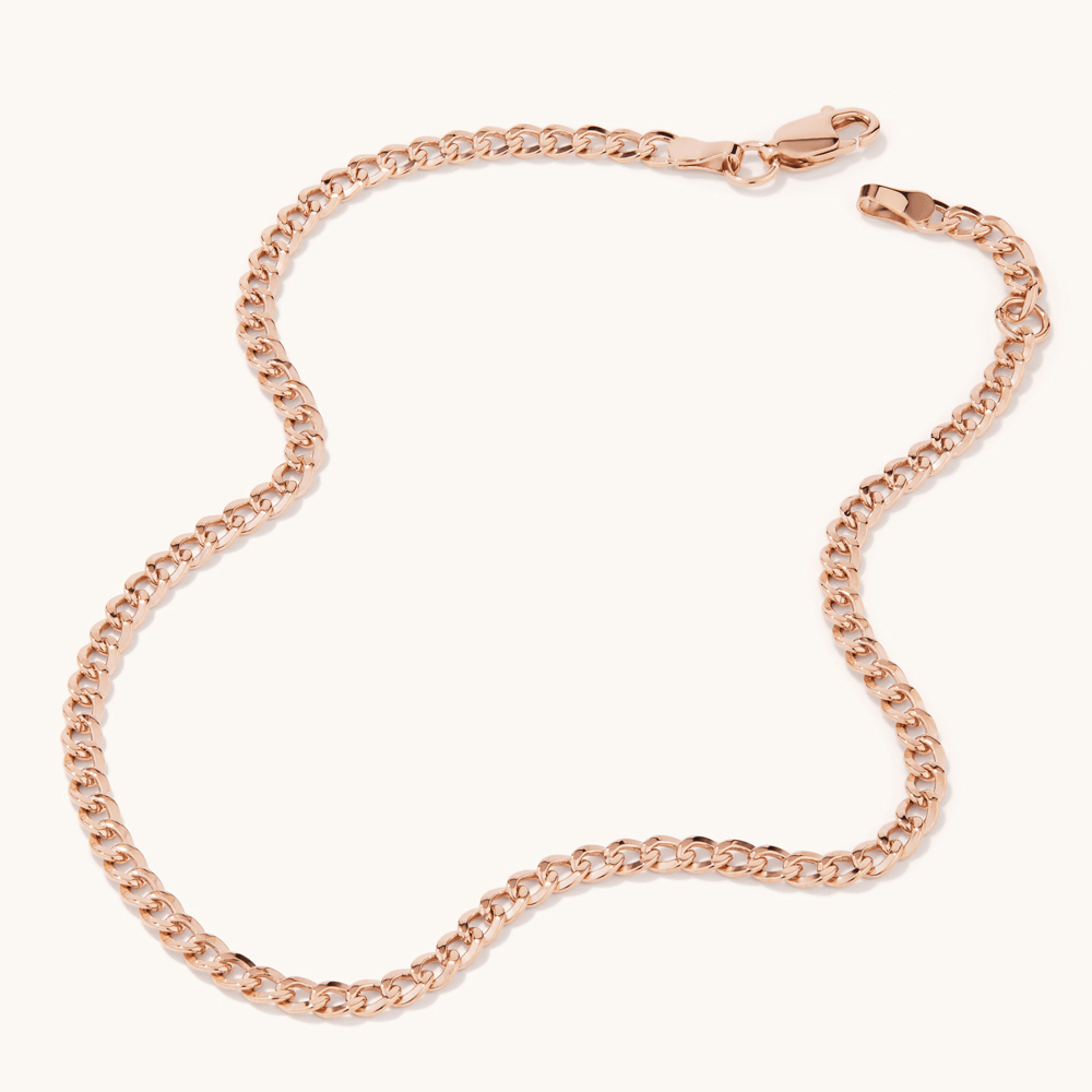 27cm Curb Anklet in 9kt Rose Bonded Gold Bevilles 