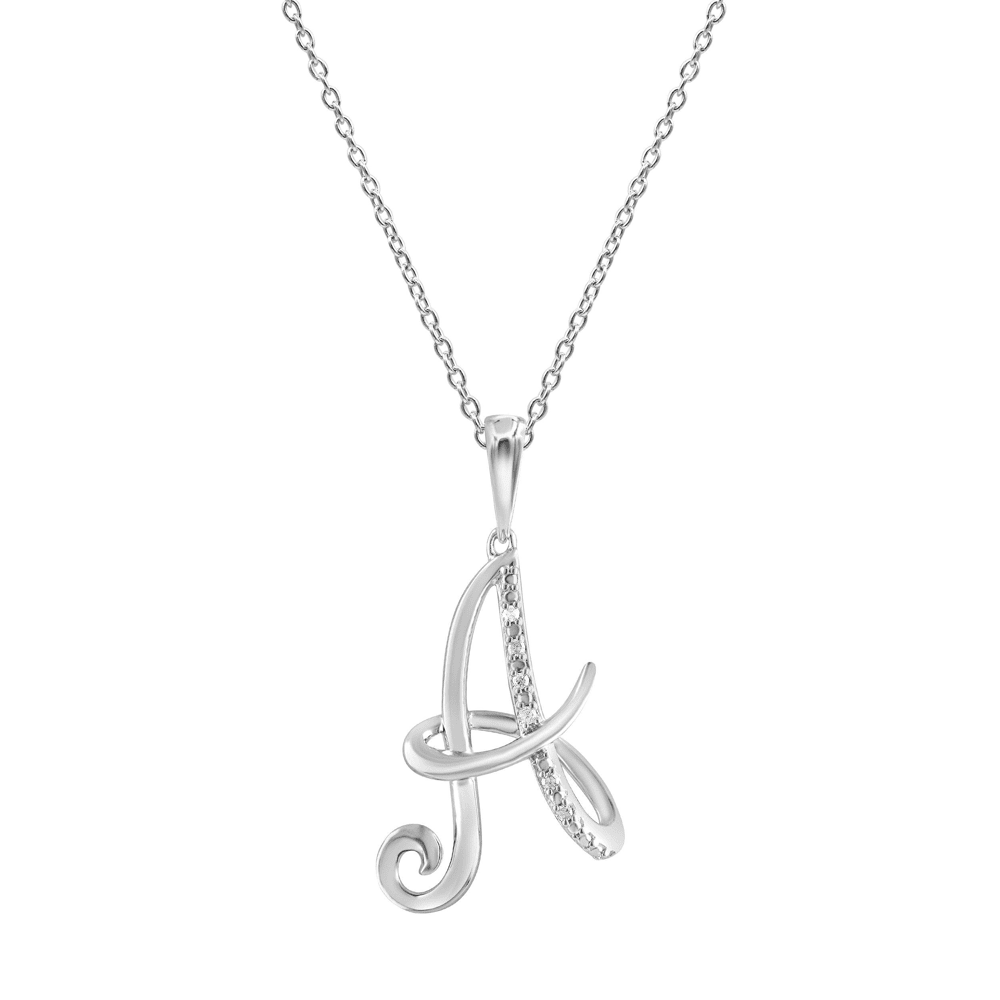 Sterling Silver Diamond Initial Necklace - Most Initials Available Pendants Bevilles 