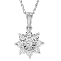 9ct White Gold 0.10ct Diamond Star Necklace Bevilles Jewellers 