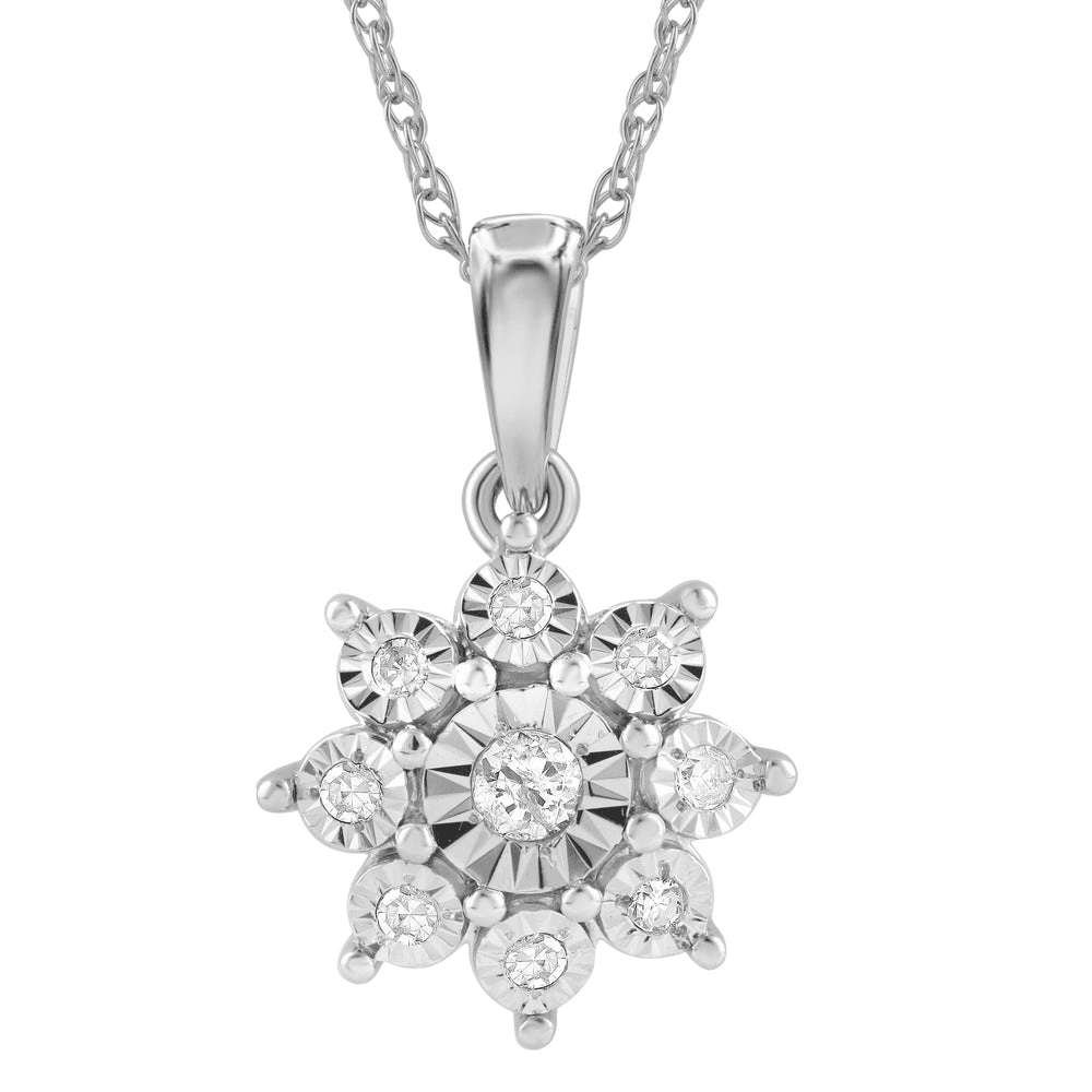 9ct White Gold 0.10ct Diamond Star Necklace Bevilles Jewellers 