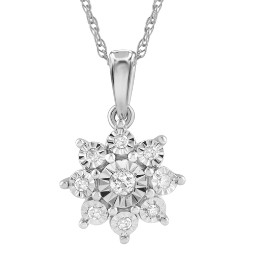 9ct White Gold 0.10ct Diamond Star Necklace Bevilles Jewellers 