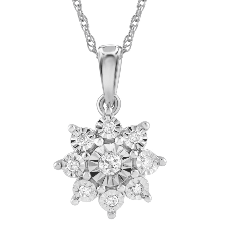 9ct White Gold 0.10ct Diamond Star Necklace Bevilles Jewellers 