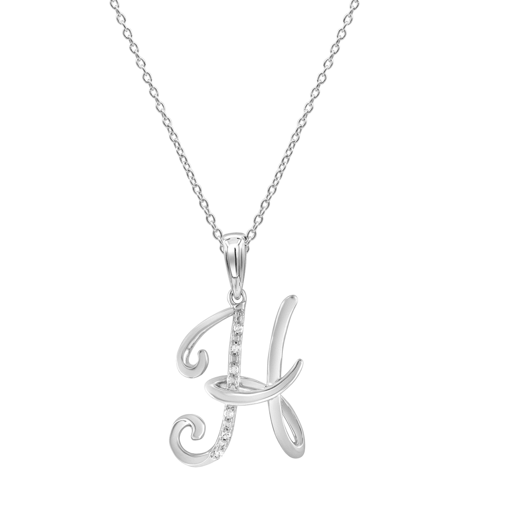 Sterling Silver Diamond Initial Necklace - Most Initials Available Pendants Bevilles 