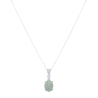 Oval Cut Jade and Diamond Jewellery Set in Sterling Silver Pendants Bevilles 