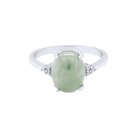 Oval Cut Jade and Diamond Jewellery Set in Sterling Silver Pendants Bevilles 