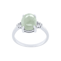 Oval Cut Jade and Diamond Jewellery Set in Sterling Silver Pendants Bevilles 