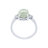 Oval Cut Jade and Diamond Jewellery Set in Sterling Silver Pendants Bevilles 