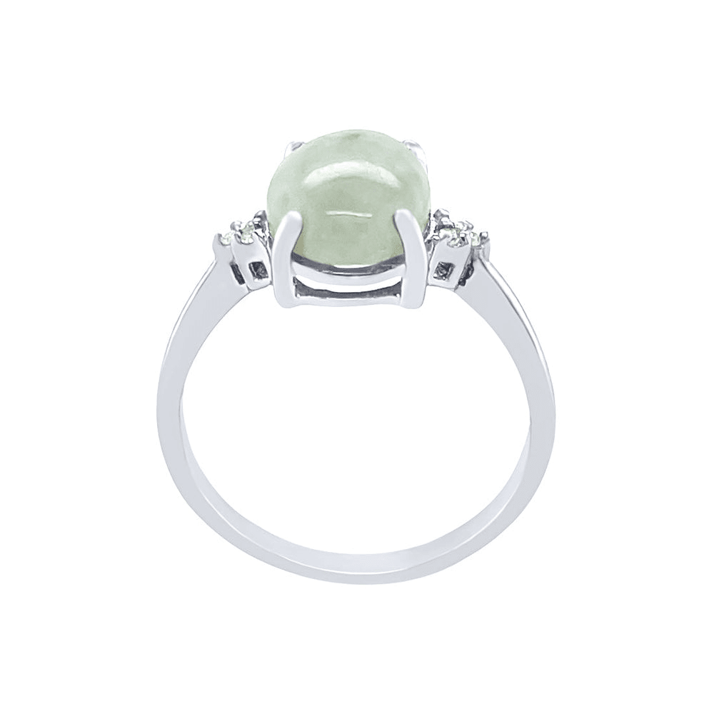 Oval Cut Jade and Diamond Jewellery Set in Sterling Silver Pendants Bevilles 
