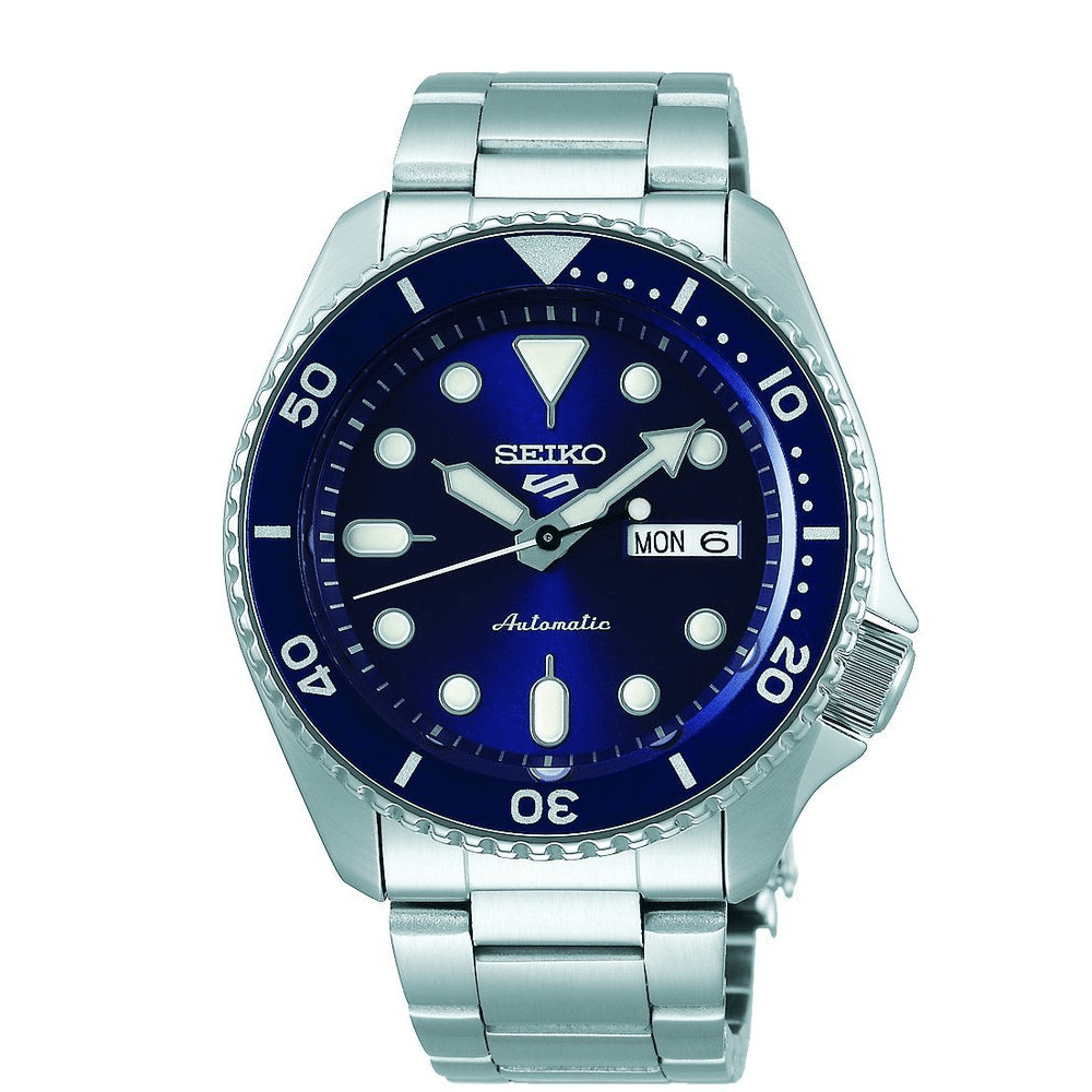 Seiko 5 Sports Men's Automatic Blue Bezel and Silver Watch SRPD51K Watches Seiko 