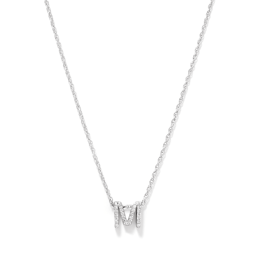 42cm Sterling Silver Cubic Zirconia Initial Necklace - Most Initials Available Pendants Bevilles 
