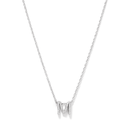 42cm Sterling Silver Cubic Zirconia Initial Necklace - Most Initials Available Pendants Bevilles 