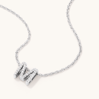 42cm Sterling Silver Cubic Zirconia Initial Necklace - Most Initials Available Pendants Bevilles 