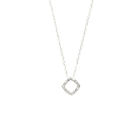 45cm Sterling Silver Cubic Zirconia Open Square Necklace Pendants Bevilles 