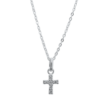 45cm Cubic Zirconia Mini Cross Necklace in Sterling Silver Pendants Bevilles 