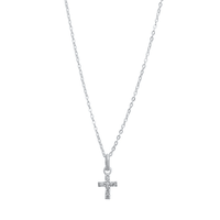 45cm Cubic Zirconia Mini Cross Necklace in Sterling Silver Pendants Bevilles 