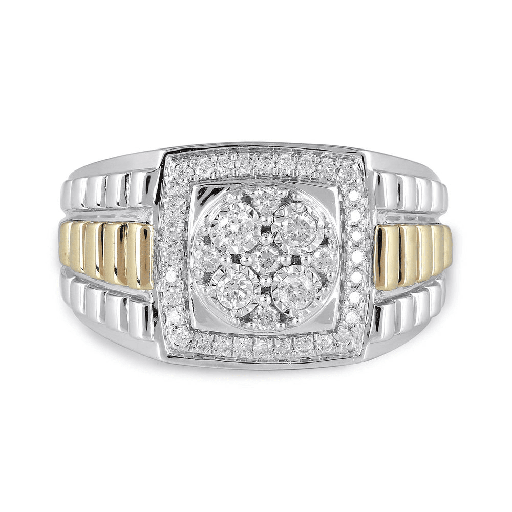 Rolex Look Shoulder Ring with 0.50tw of Diamonds in 9kt Yellow Gold and Sterling Silver Rings Bevilles 