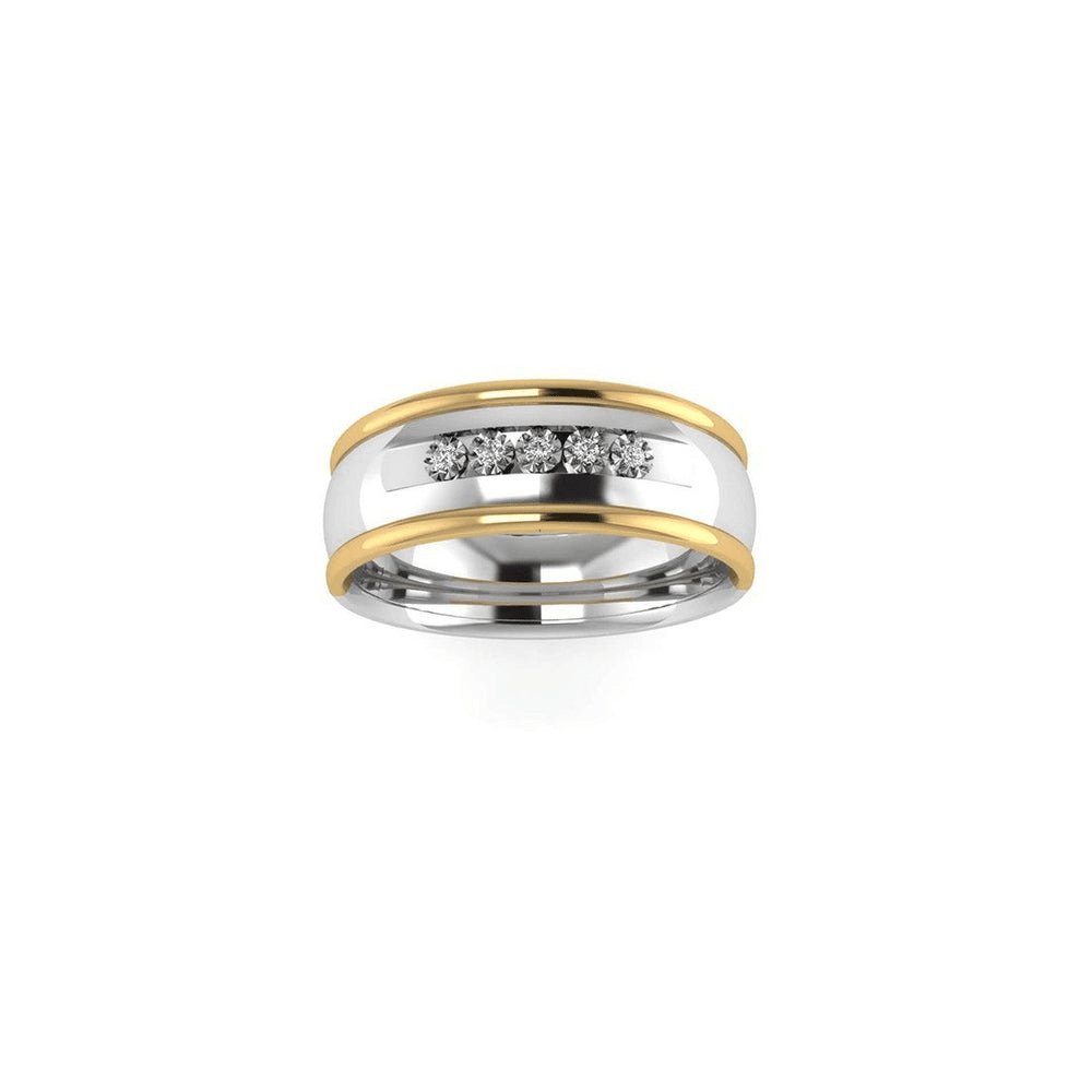 Channel Set Diamond Men's Ring in Sterling Silver and 9kt Yellow Gold Rings Bevilles 