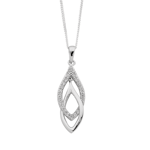 45cm Sterling Silver Interlocked Drop Necklace Necklaces Bevilles 