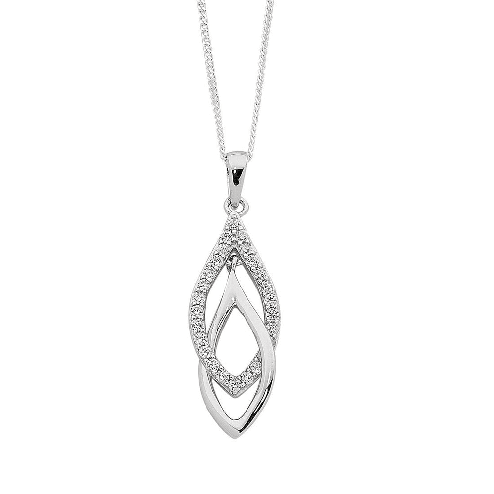 45cm Sterling Silver Interlocked Drop Necklace Pendants Bevilles 