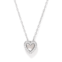 40cm Open Heart Necklace with Cubic Zirconia in Sterling Silver Pendants Bevilles 