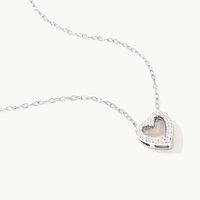 40cm Open Heart Necklace with Cubic Zirconia in Sterling Silver Pendants Bevilles 