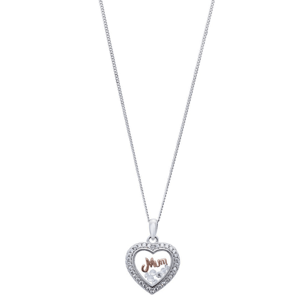 45cm Rose 'Mum' Glass Locket Sterling Silver Necklace Pendants Bevilles 