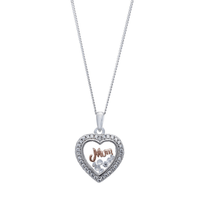 45cm Rose 'Mum' Glass Locket Sterling Silver Necklace Pendants Bevilles 