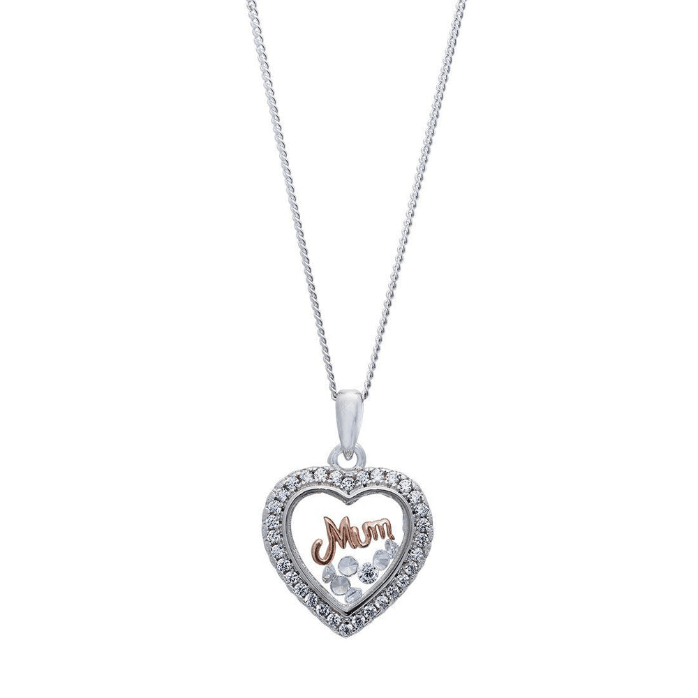 45cm Rose 'Mum' Glass Locket Sterling Silver Necklace Pendants Bevilles 