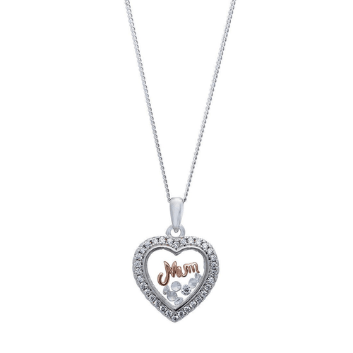 45cm Rose 'Mum' Glass Locket Sterling Silver Necklace Pendants Bevilles 