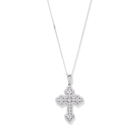 45cm Cubic Zirconia Fancy Cross Sterling Silver Necklace Pendants Bevilles 