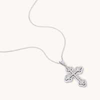 45cm Cubic Zirconia Fancy Cross Sterling Silver Necklace Pendants Bevilles 