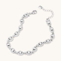 20cm Cubic Zirconia Oval Halo Bracelet in Sterling Silver Bracelets Bevilles 
