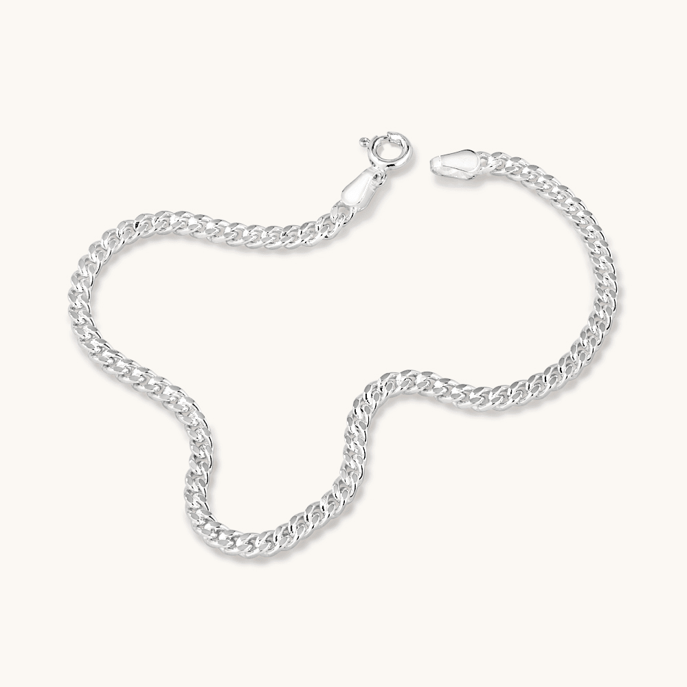 21cm 3mm Width Curb Bracelet in Sterling Silver Bracelets Bevilles 
