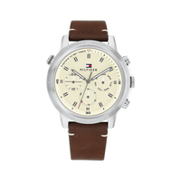 Tommy Hilfiger Troy Dark Brown Leather Parchment Dial Men's Watch 1792102 Watches Tommy Hilfiger 