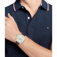 Tommy Hilfiger Troy Dark Brown Leather Parchment Dial Men's Watch 1792102 Watches Tommy Hilfiger 
