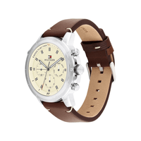 Tommy Hilfiger Troy Dark Brown Leather Parchment Dial Men's Watch 1792102 Watches Tommy Hilfiger 