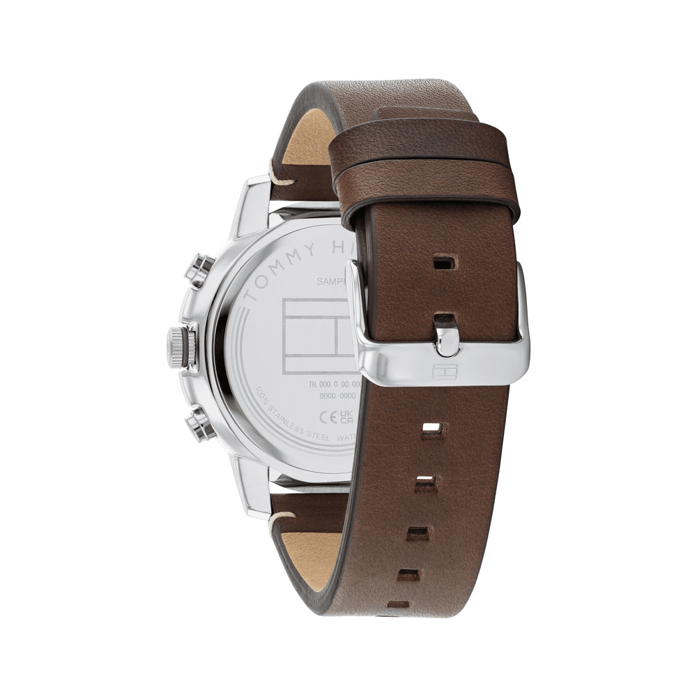 Tommy Hilfiger Troy Dark Brown Leather Parchment Dial Men's Watch 1792102 Watches Tommy Hilfiger 
