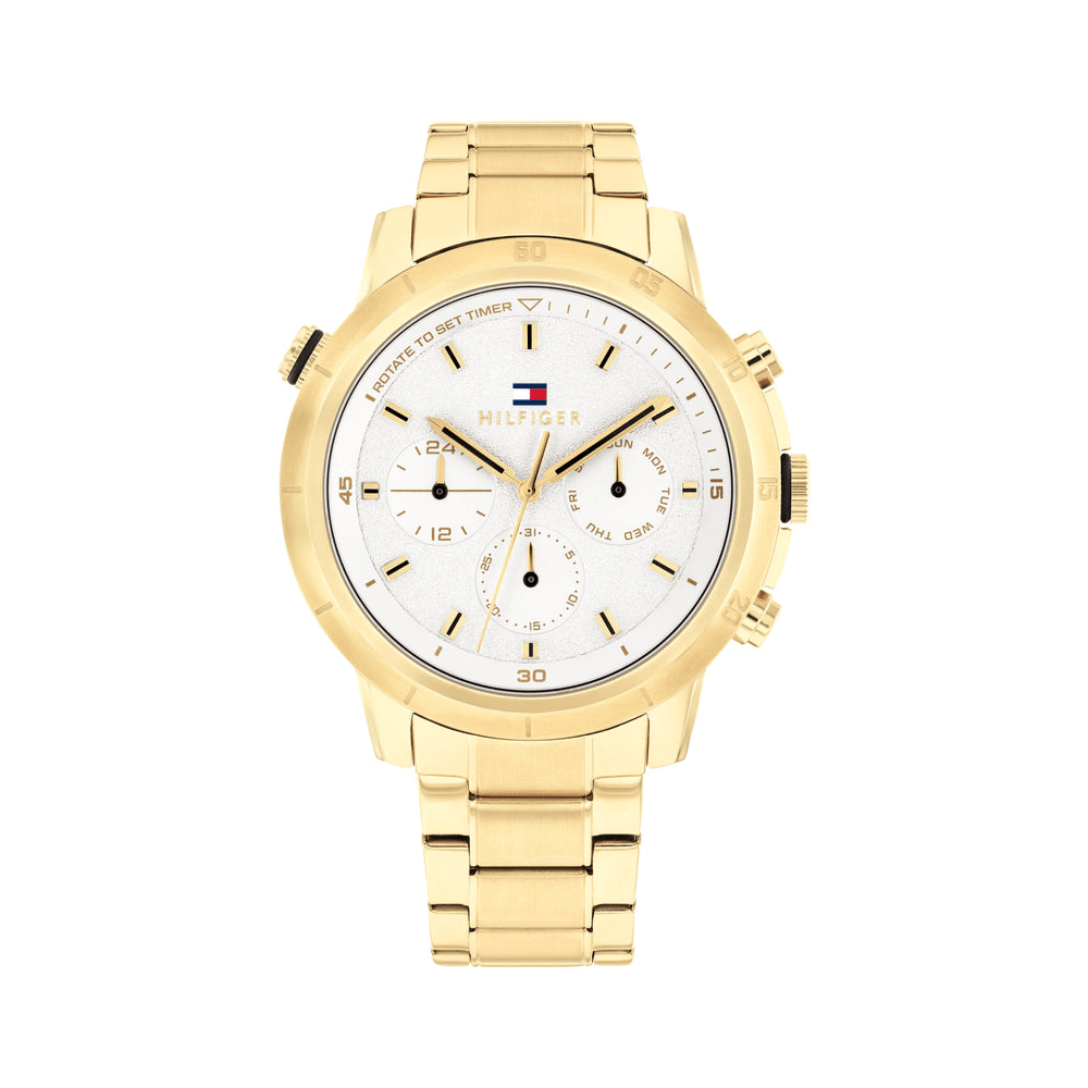Tommy Hilfiger Troy Ionic Plated Thin Gold Steel White Dial Men's Watch 1792127 Watches Tommy Hilfiger 