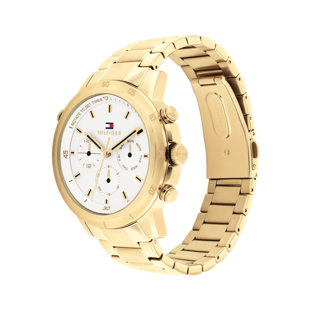 Tommy Hilfiger Troy Ionic Plated Thin Gold Steel White Dial Men's Watch 1792127 Watches Tommy Hilfiger 