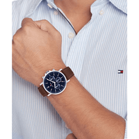 Tommy Hilfiger Tyson Brown Leather Navy Dial Men's Watch 1710585 Watches Tommy Hilfiger 