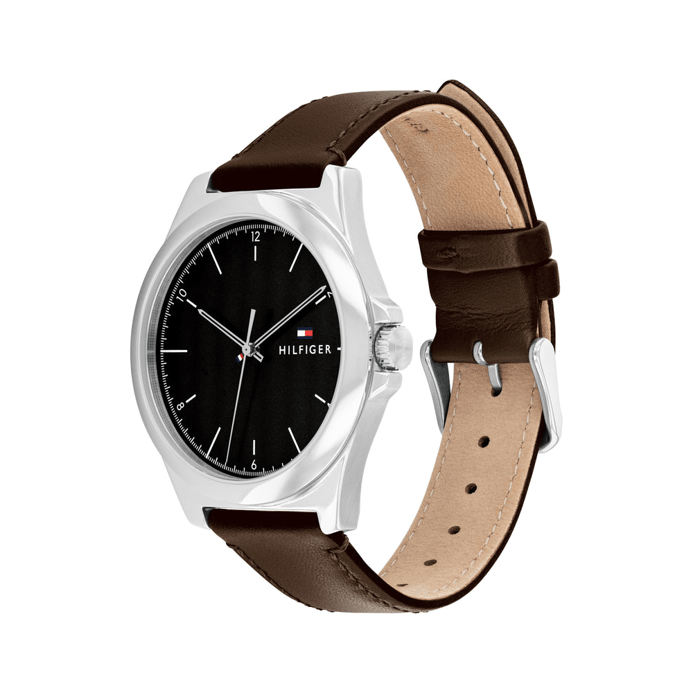 Tommy Hilfiger Norris Dark Brown Leather Black Dial Men's Watch 1710601 Watches Tommy Hilfiger 