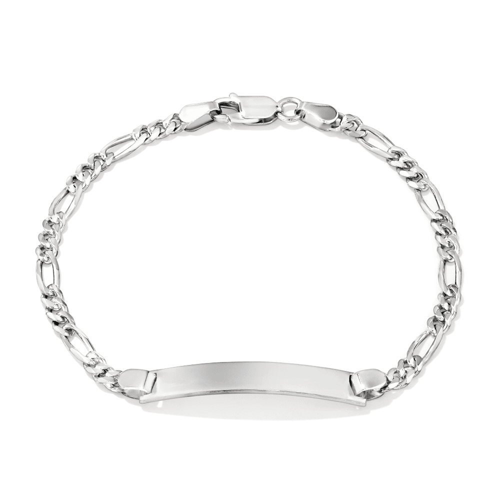 19cm 3+1 Figaro ID Bracelet in Sterling Silver Bracelets Bevilles 