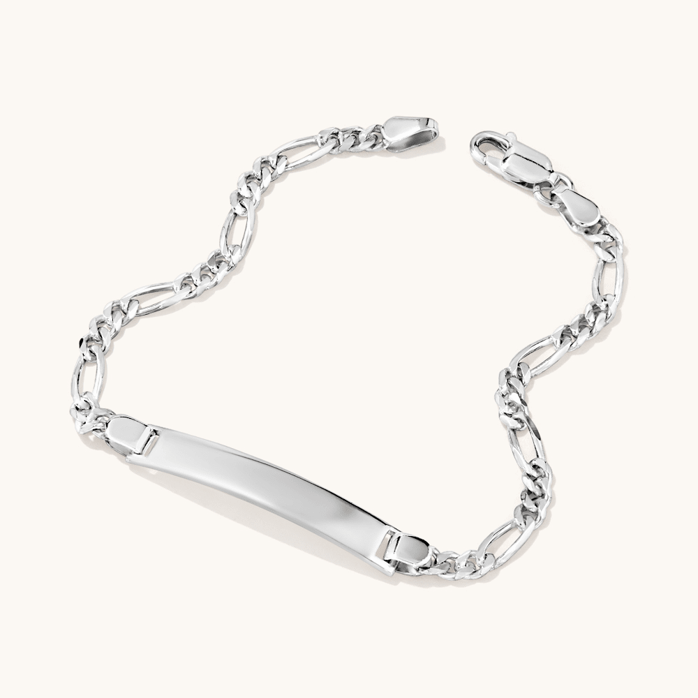 19cm 3+1 Figaro ID Bracelet in Sterling Silver Bracelets Bevilles 