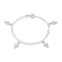 15cm Children's Cross Charm Bracelet with Cubic Zirconia in Sterling Silver Bracelets Bevilles 