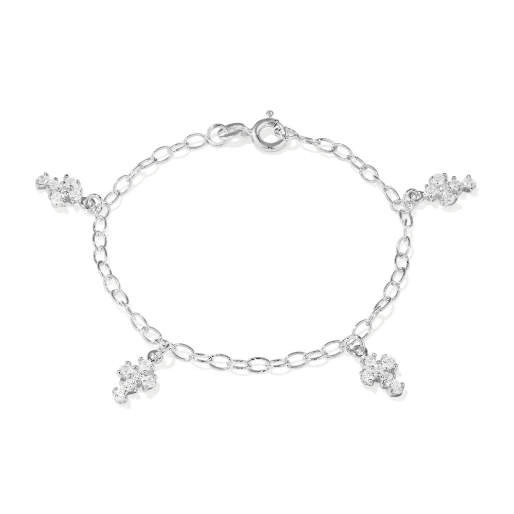 15cm Children's Cross Charm Bracelet with Cubic Zirconia in Sterling Silver Bracelets Bevilles 