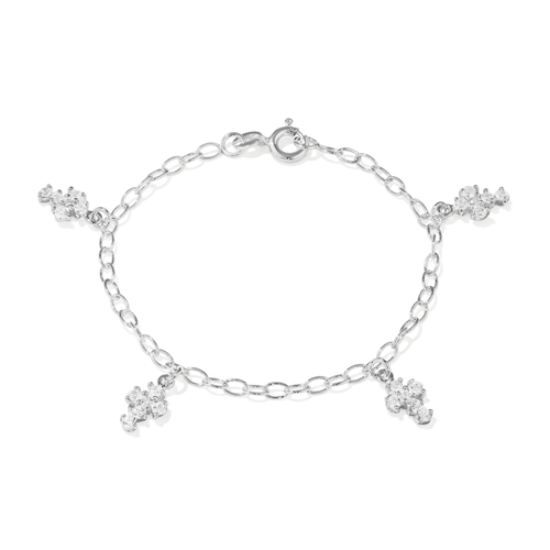 15cm Children's Cross Charm Bracelet with Cubic Zirconia in Sterling Silver Bracelets Bevilles 