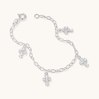 15cm Children's Cross Charm Bracelet with Cubic Zirconia in Sterling Silver Bracelets Bevilles 