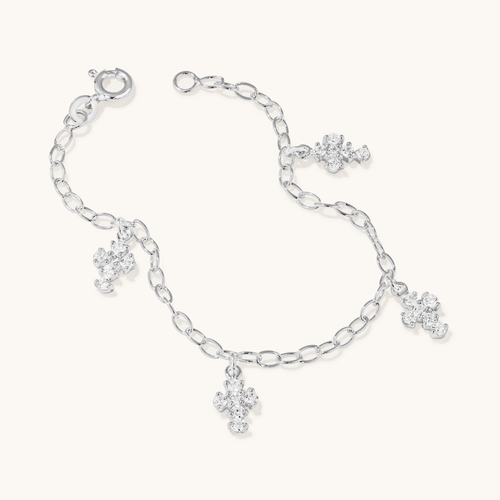 15cm Children's Cross Charm Bracelet with Cubic Zirconia in Sterling Silver Bracelets Bevilles 